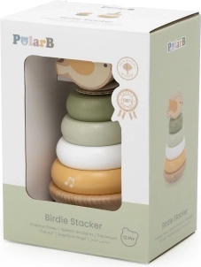 Viga Toys PolarB hölzerner Stapelturm mit Vögelchen