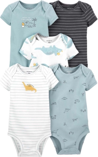 Carter’s Jungen-Bodys mit kurzen Ärmeln Blue Dino, 5 Stk.