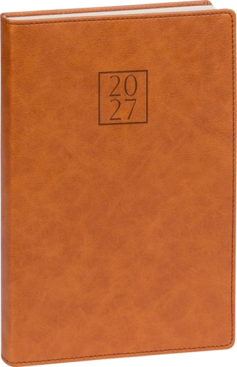 Notique Tageskalender Prestigio 2027, braun, 15 × 21 cm