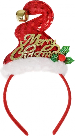 Weihnachtlicher Haarreif mit Mützchen und Glöckchen Merry Christmas