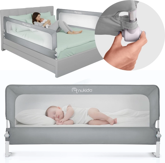 Bett-Schutzgitter 200 cm Nukido, grau