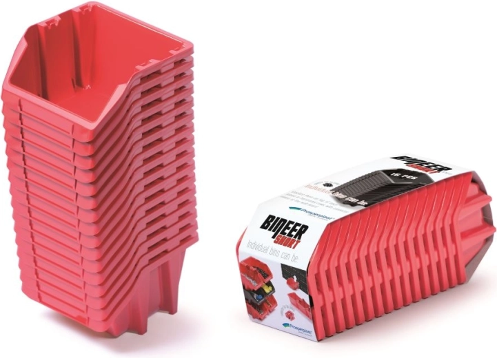 Set aus 16 Aufbewahrungsboxen BINEER Short 234 × 77 × 92 mm – Rot