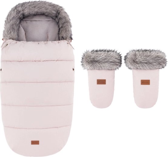 PETITE&MARS Winter-Fußsack Comfy 4-in-1 mit Handschuhen für den Kinderwagen Fjora Rose Petal