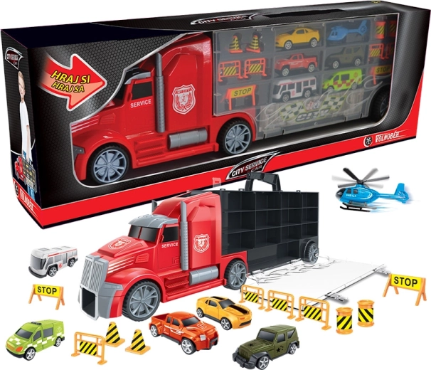 City Service Sattelschlepper mit Autos und Hubschrauber 55 cm