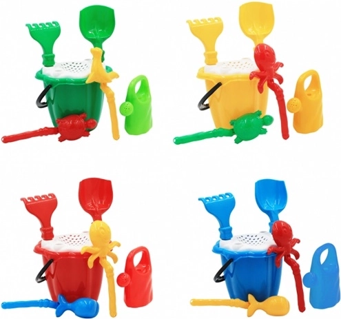 Multifunktionales Sandspiel-Set mit Eimer, Schaufel, Rechen, Gießkanne und Förmchen