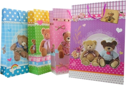 Bunte Geschenktasche – extra groß mit Bärchen