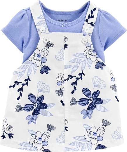 Carter’s 2-teiliges Baby-Set: Kurzarm-Body und Trägerkleid blue floral