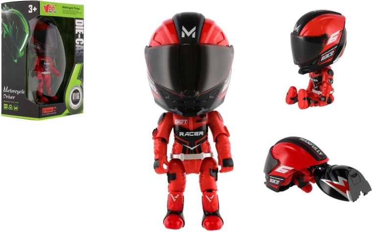 Flexible Motorradfahrer-Figur 12 cm mit abnehmbarem Helm