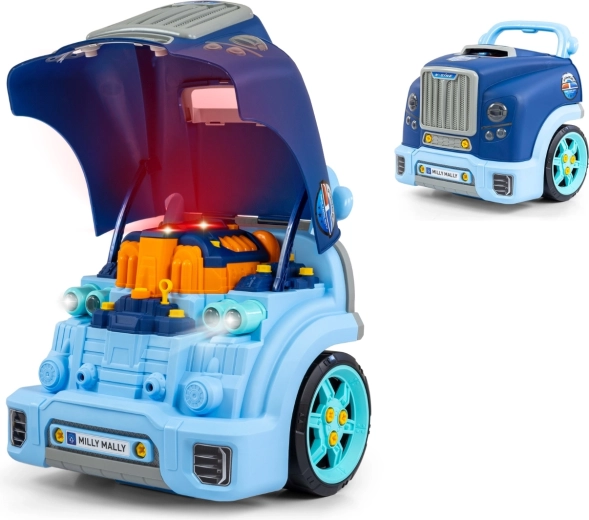 Realistisches Modell des Vorderteils eines Autos mit öffnender Motorhaube MILLY MALLY N-GINE, blau
