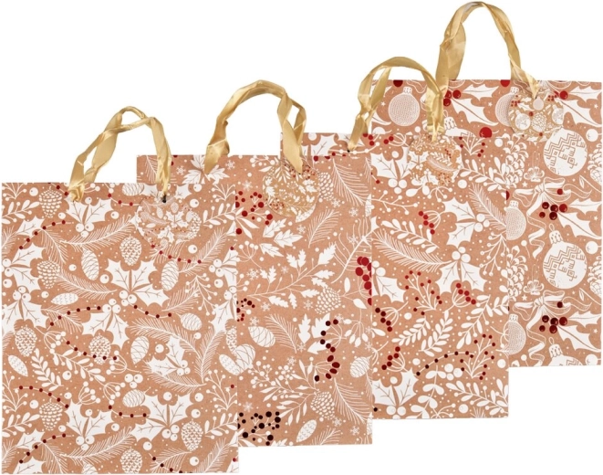 Weihnachtliche Papier-Geschenktasche mit Reliefprägung 26 × 10 × 32 cm (4 Varianten)