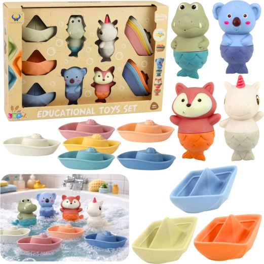 Set aus Gummibadspielzeugen – Tiere und Boote, 13-teilig