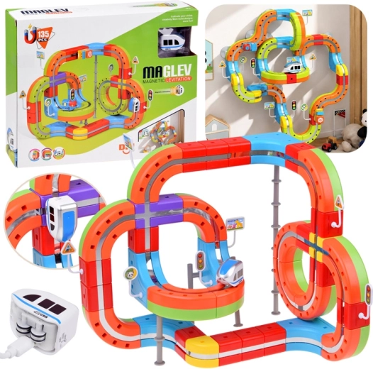 Magnetische Baukasten mit Zugstrecke (135 Teile)