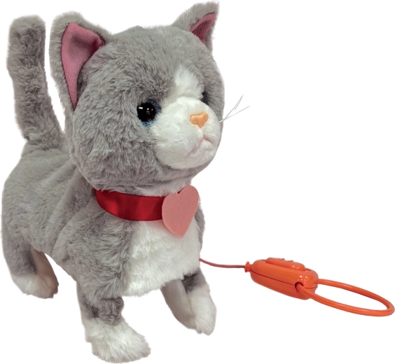 Plüschkatze Mili an der Leine