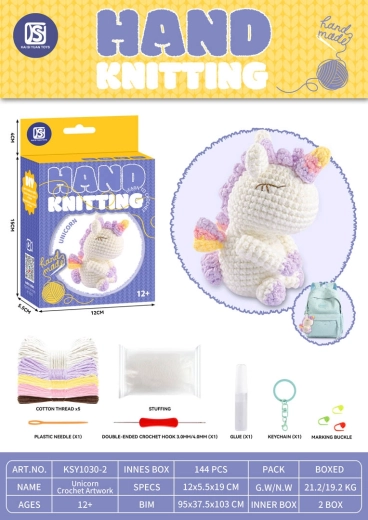 Kreativset zur Herstellung eines Plüschtiers aus Garn – Einhorn