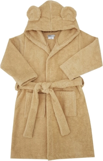 EKO Kinder-Bademantel aus Baumwolle mit Kapuze und Öhrchen, beige (Gr. 80–86)