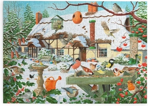 House of Puzzles Winterfütterung der Vögel – Puzzle mit 500 großen Teilen