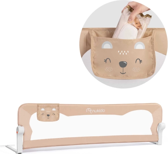 NUKIDO Bett-Sicherheitsgitter 150 × 42 × 35 cm beige