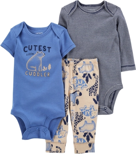 Carter’s 3-teiliges Baby-Set Blue Safari – Kurzarm-Body, Langarm-Body und Jogginghose für Jungen