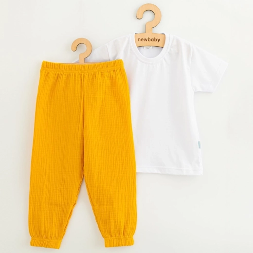 Kinder Baumwoll-Set T-Shirt und Musselin-Hose NEW BABY Kindergarten Toffee, Gr. 110 (4–5 Jahre)