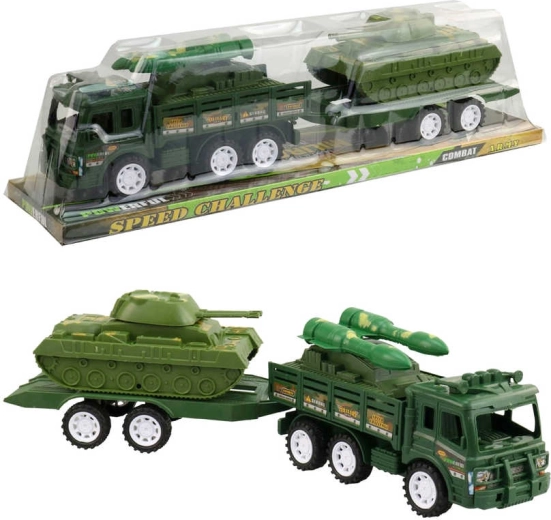 Armee-Set mit Militärfahrzeugen mit Anhänger und Panzer