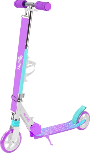 Klappbarer Roller mit Trageriemen, weiß/lila/blau