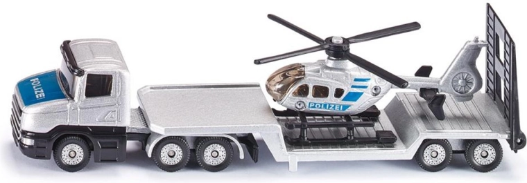 Siku Sattelzug mit Anhänger und Polizeihubschrauber