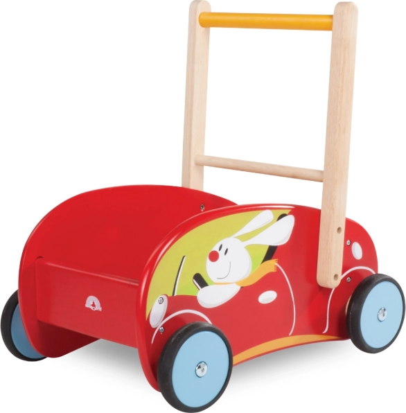 Holzlauflernwagen für Kinder in Form eines roten Autos