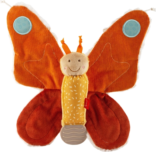 Kuscheltuch Plüsch-Schmetterling 28 cm mit Knisterfolie und Beißring Sigikid