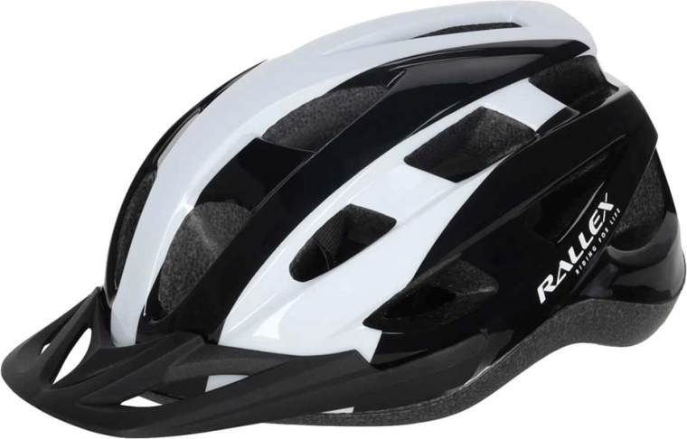Fahrradhelm RALLEX mit Verstellung, schwarz‑weiß, Größe L (58–62 cm)