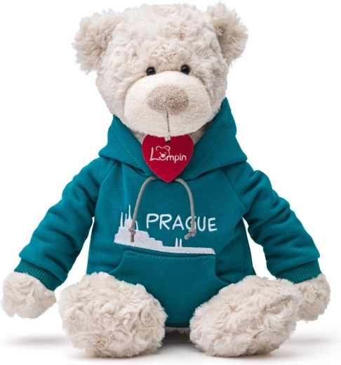 Bär Spencer im blauen Hoodie Prag 35 cm