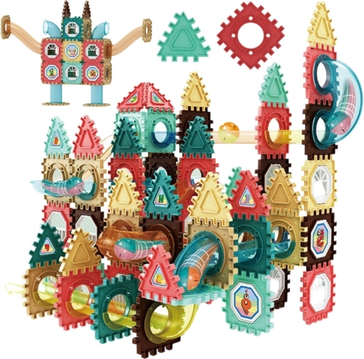 Woopie magnetisches 3D-Konstruktionsset mit Kugelbahn, 128 Teile