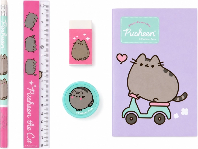 Fünfteiliges Schulset Pusheen lila
