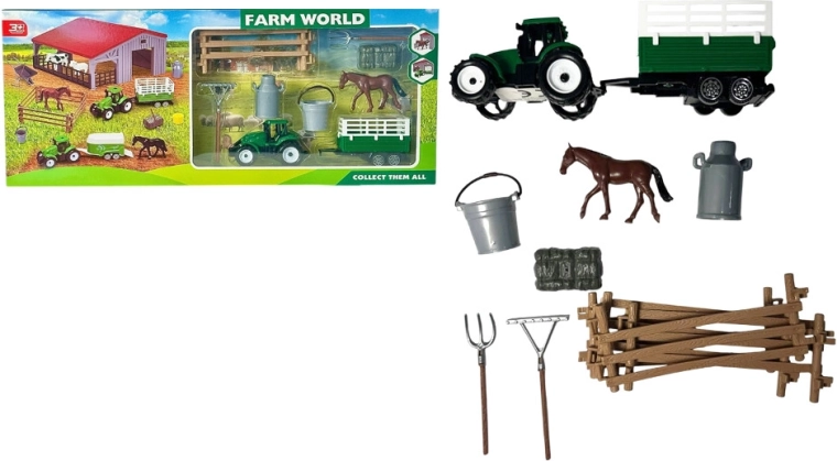 Bauernhof-Set mit Farmtieren, Traktor und Pferdefigur