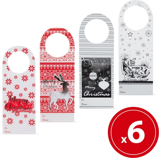 Weihnachtliche Anhänger für Flaschen, 6 Stück