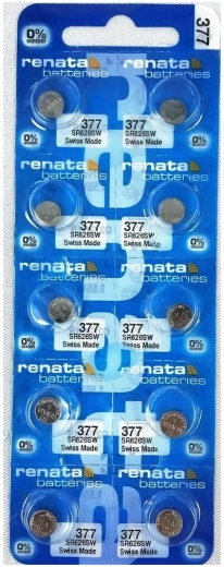 RENATA Knopfzellen 377/376 1,55 V – Packung mit 10 Stück