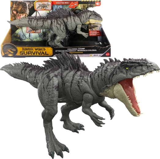 Mattel Jurassic World Survival-Figur Giganotosaurus Mega-Kiefer – Giga-Angriff