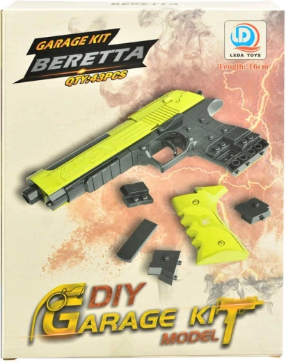 Bausatz Kinderpistole zum Zusammenbauen 16 cm, 43 Teile mit Munition