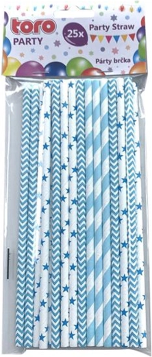 Papierstrohhalme 19,7 cm, 25 Stk – hellblau, Mix aus Mustern