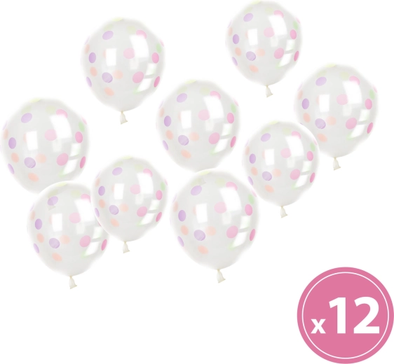 Set transparenter Luftballons mit bunten Punkten – 12 Stück