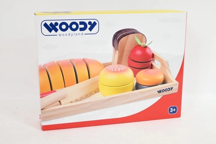 WOODY Holztablett mit Frühstück zum Schneiden – 1 Stück