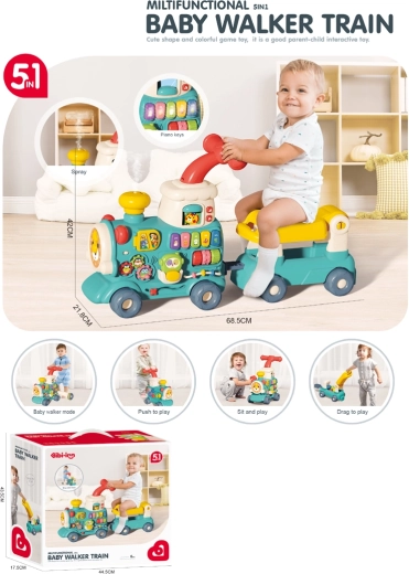 Lauflernhilfe Lokomotive für Kinder 5-in-1 – blau