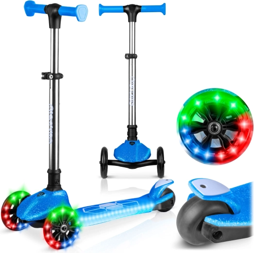 Dreirädriger Balance-Kinderroller mit leuchtenden LED Ricokids Jelly – blau