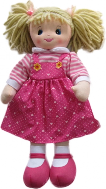 Stoffpuppe 30 cm in dunkelrosa Kleidchen