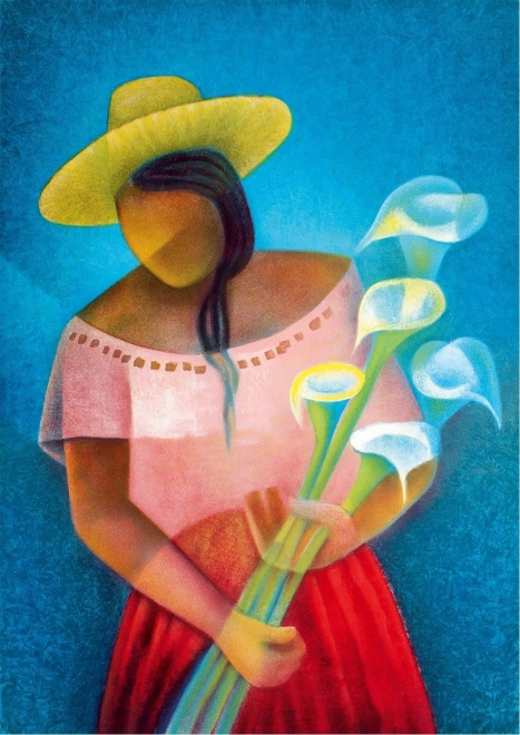 Puzzle Frau mit Aronstab 1000 Teile BLUEBIRD