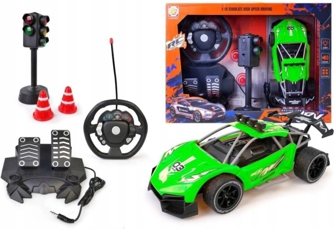 RC-Auto mit Lenkrad und Pedalen