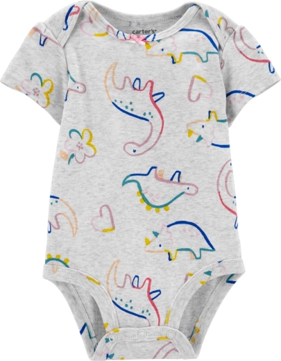 Carter’s Baby-Body mit kurzen Ärmeln Grey Dino für Mädchen 9 M