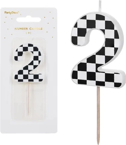 Geburtstagskerze Zahl 2, 5,5 cm, Mix – 1 Stück
