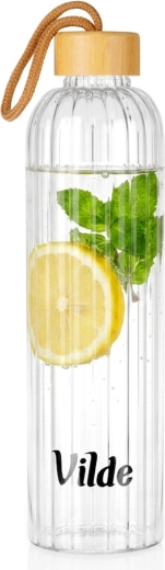 Vilde Glas-Wasserflasche 1 l mit Bambusdeckel