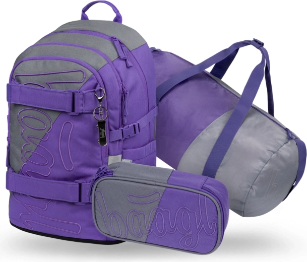 Baagl Schulset 3-tlg. Skate Dual – Rucksack, Federmäppchen und faltbare Sporttasche GRS