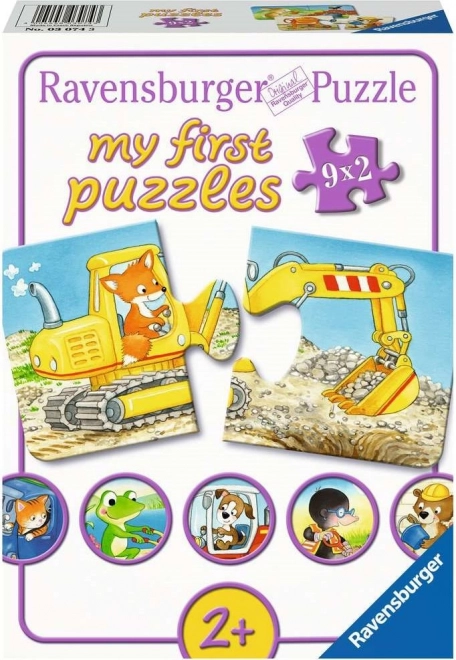 RAVENSBURGER Mein erstes Puzzle Tiere auf der Baustelle 9x2 Teile